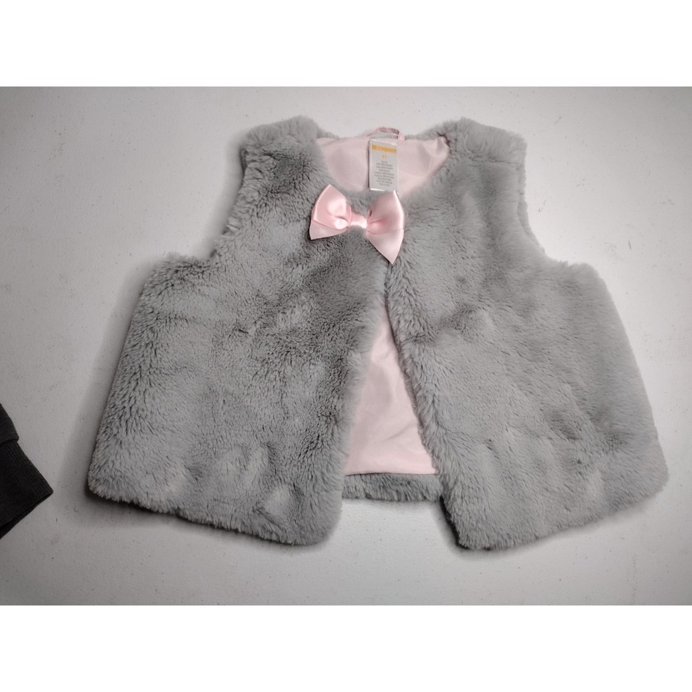 Mixed brands Faux Fur Vest Unicorn Hoodie Bundle Girls 4T Pink Grey - Picture 2 of 7